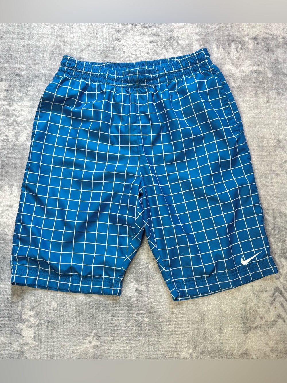 Nike Y2K Blue Grid Pattern Swim Shorts